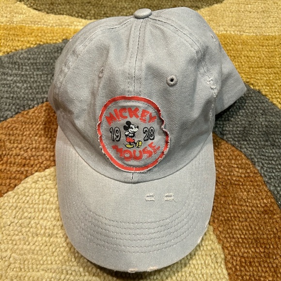Disney Parks Walt Disney World Mickey Mouse Grey Distressed Baseball Cap Hat - Picture 1 of 5